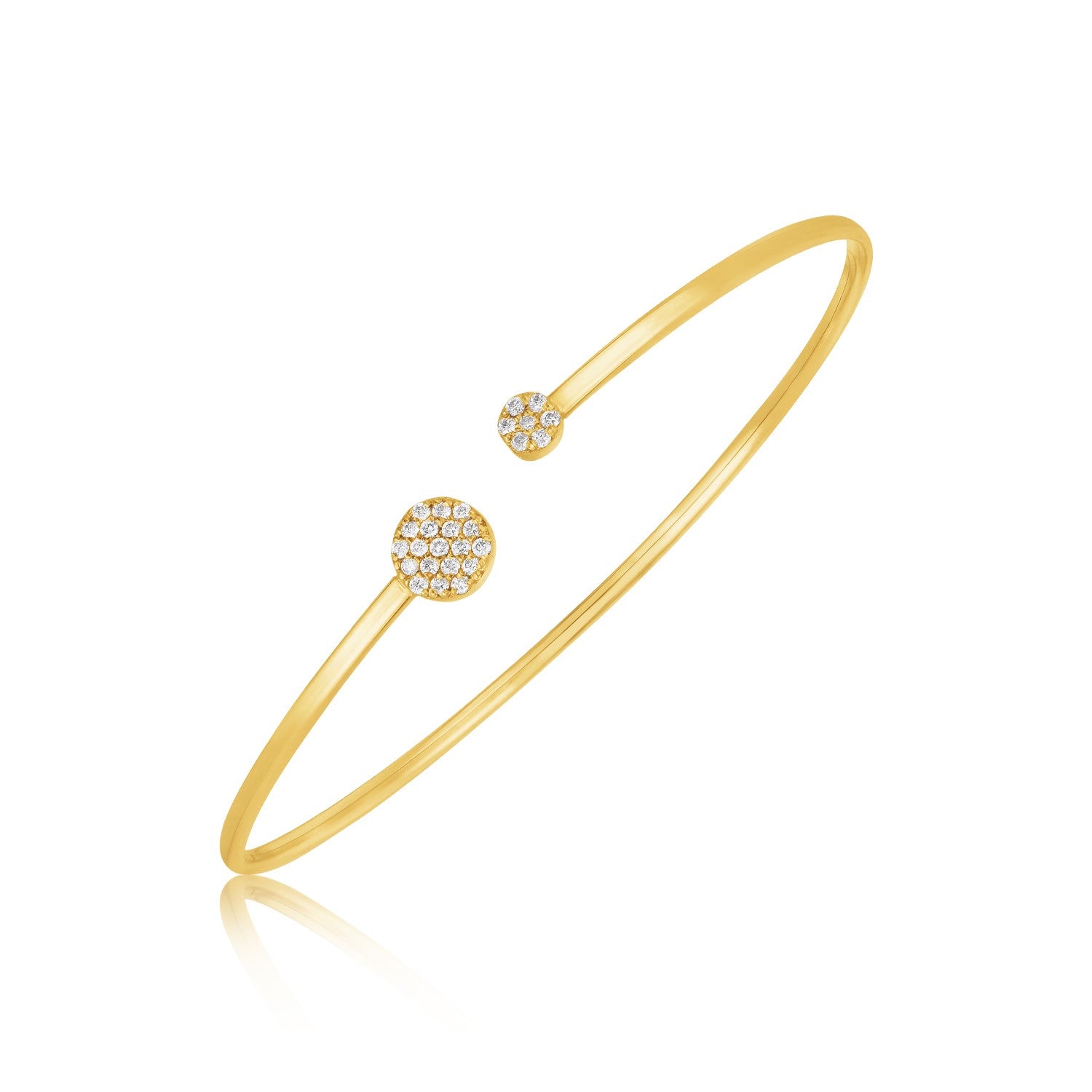 14k Yellow Gold High Polish Diamond Cluster Bangle (2.00 mm) 