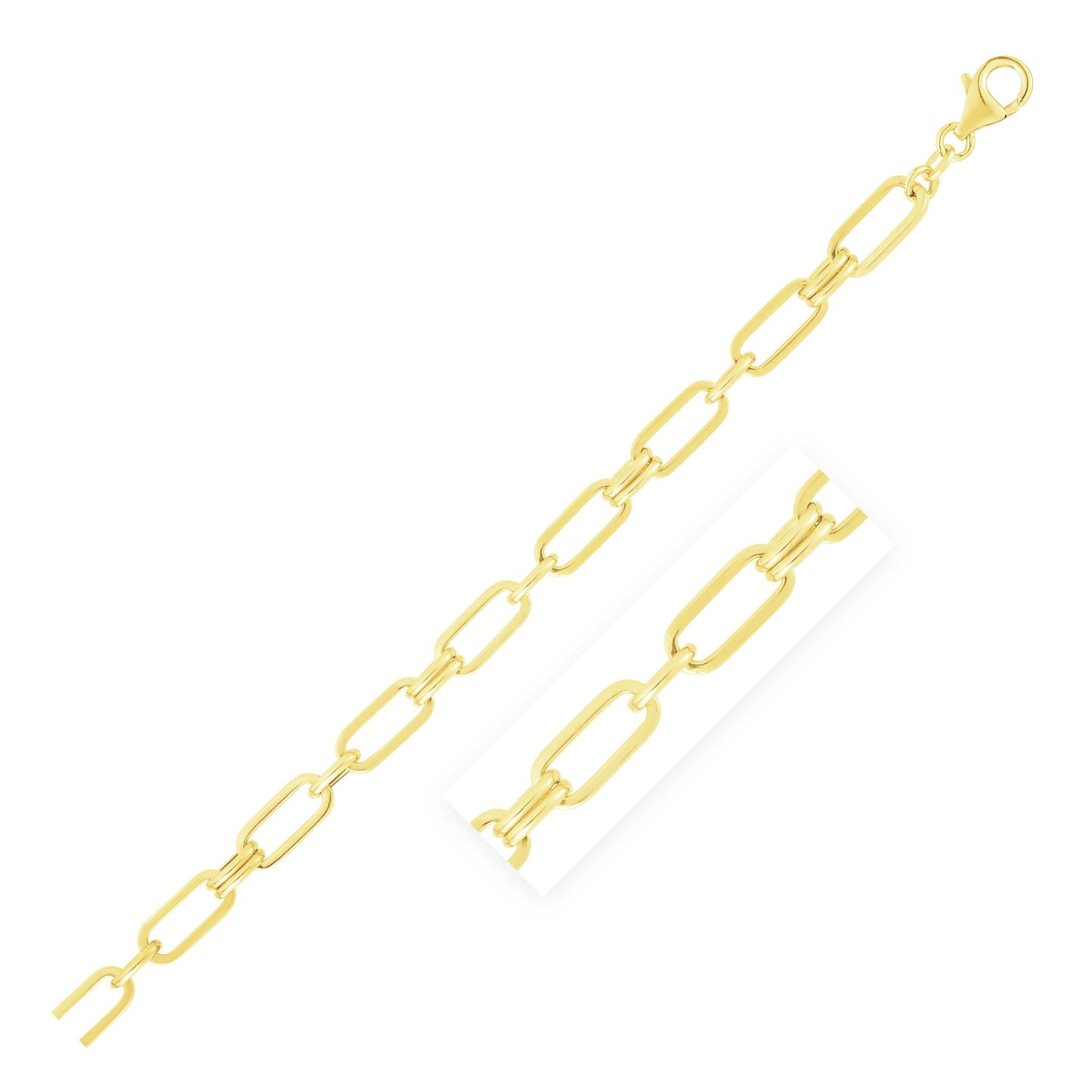 14k Yellow Gold High Polish Paperclip Rondel Link Chain (5.60 mm) 