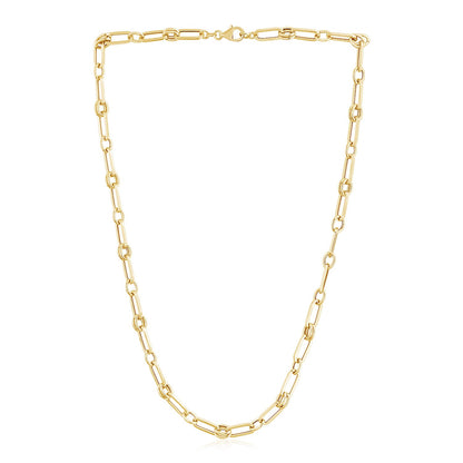 14k Yellow Gold High Polish Paperclip Rondel Link Chain (5.60 mm) 