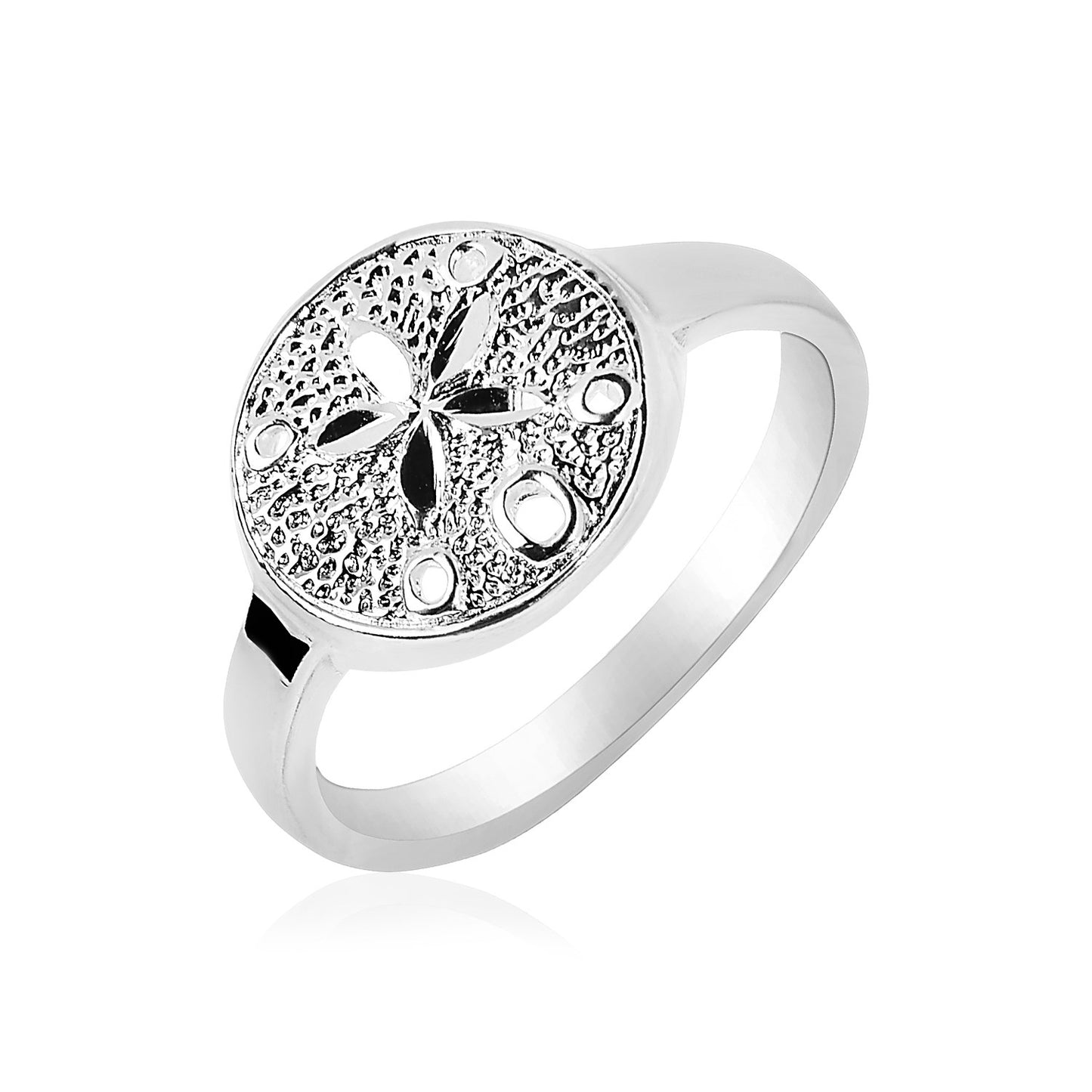 Sterling Silver Textured Sand Dollar Ring(2.50 mm) 