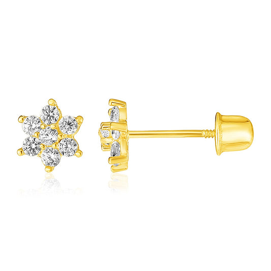 14k Yellow Gold Flower Childrens Earrings(5mm) 