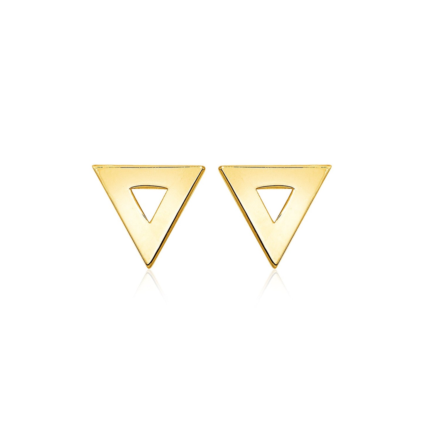 14k Yellow Gold Polished Open Triangle Post Earrings 