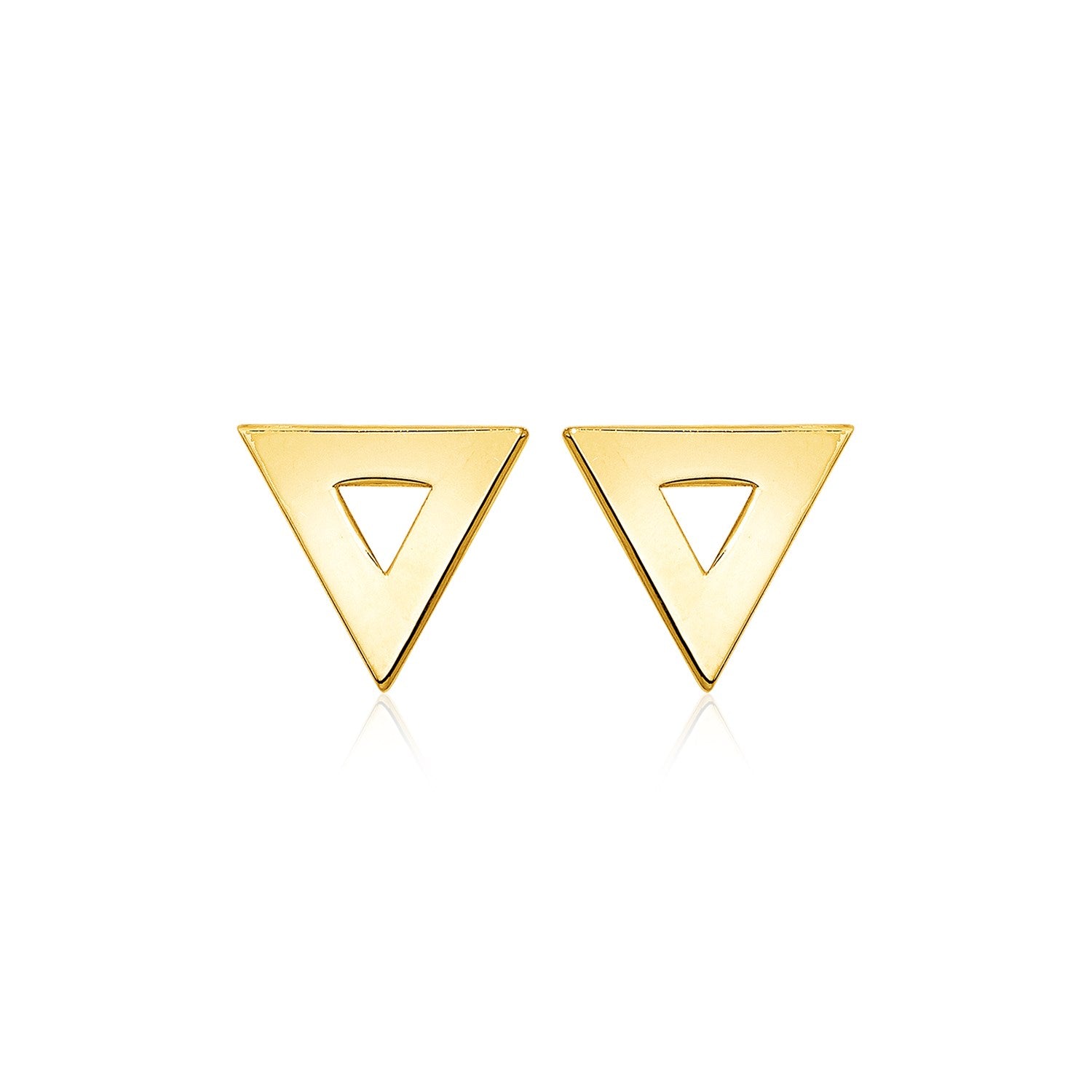 14k Yellow Gold Polished Open Triangle Post Earrings 