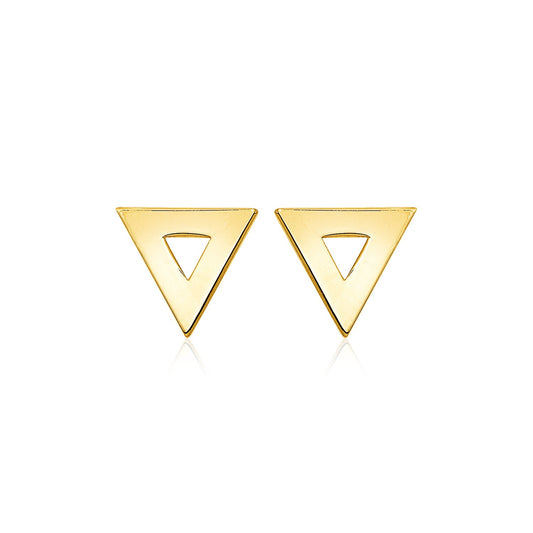 14k Yellow Gold Polished Open Triangle Post Earrings 