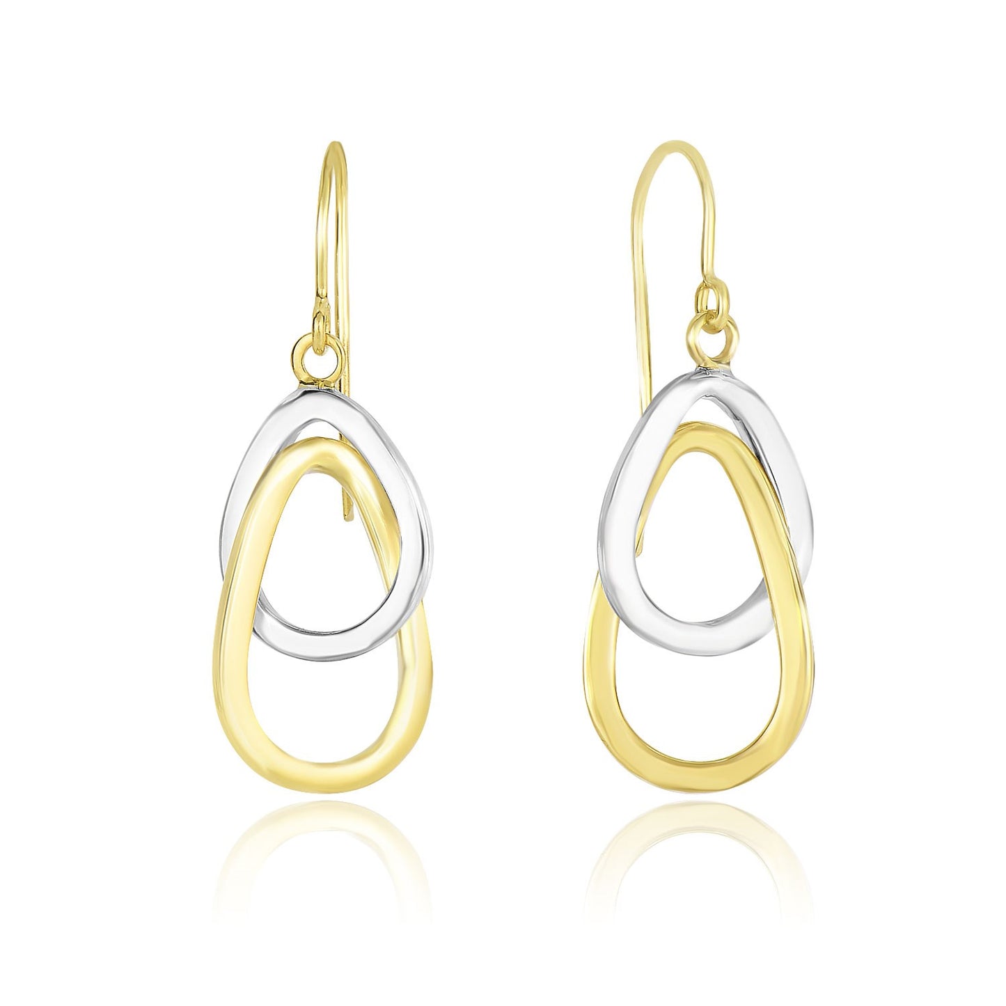 14k Two-Tone Gold Interlaced Open Teardrop Drop Earrings 