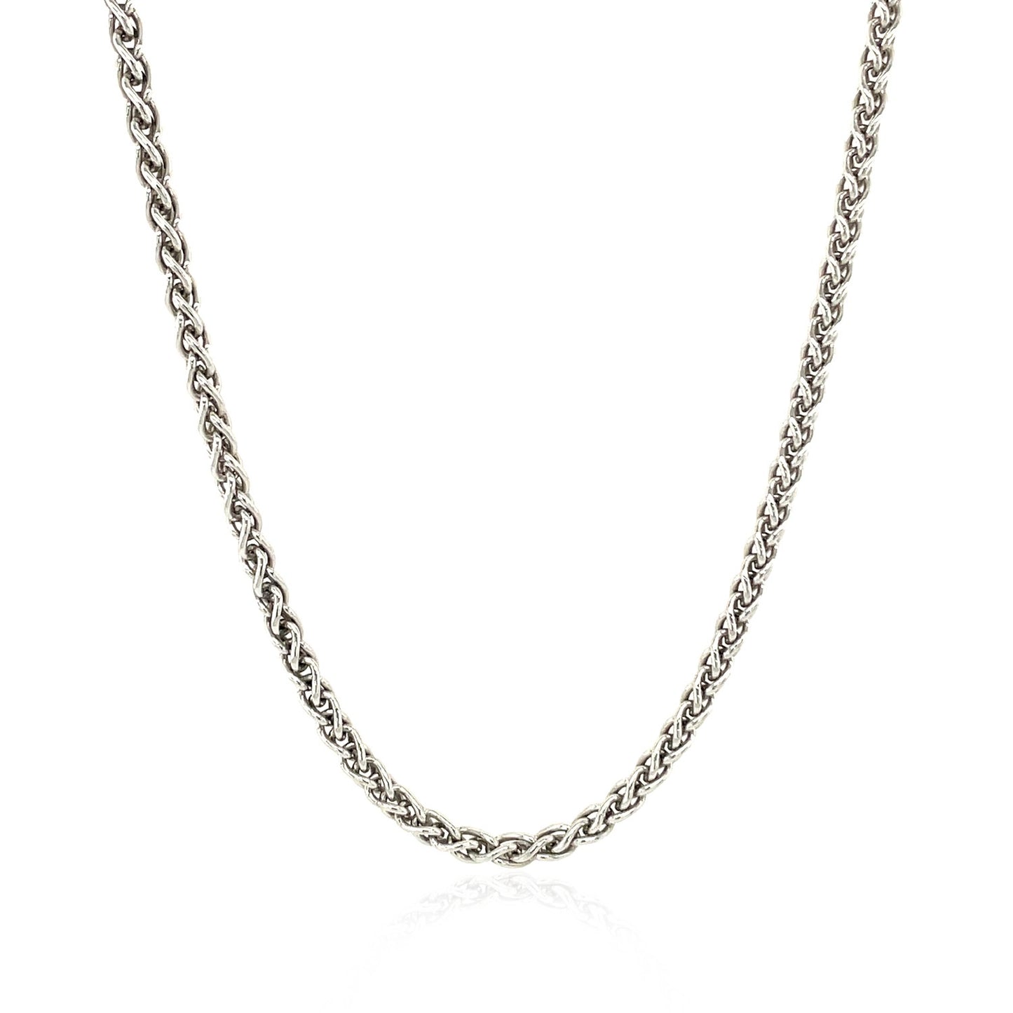 Sterling Silver Rhodium Plated Wheat Chain (2.60 mm) 