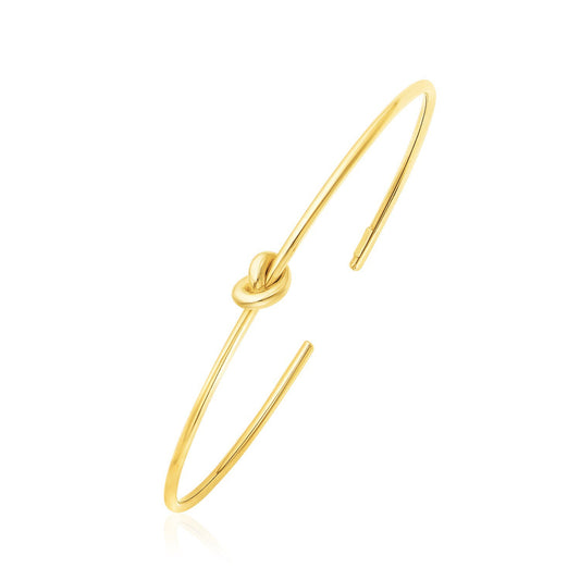 14k Yellow Gold Polished Cuff Bangle with Knot (5.50 mm) 