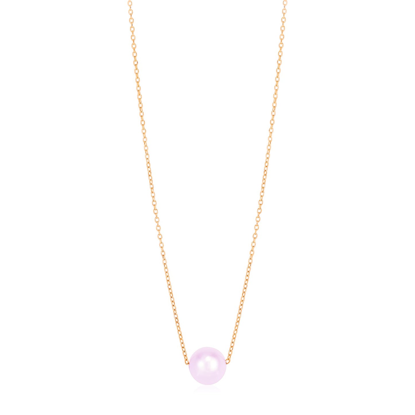 14k Rose Gold Pearl Solitaire Necklace 