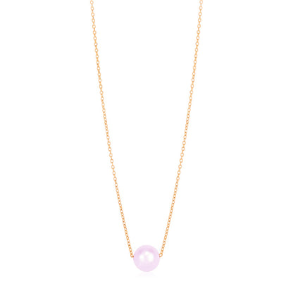 14k Rose Gold Pearl Solitaire Necklace 