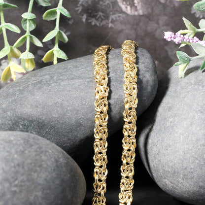 14k Yellow Gold Fancy Byzantine Chain Necklace 