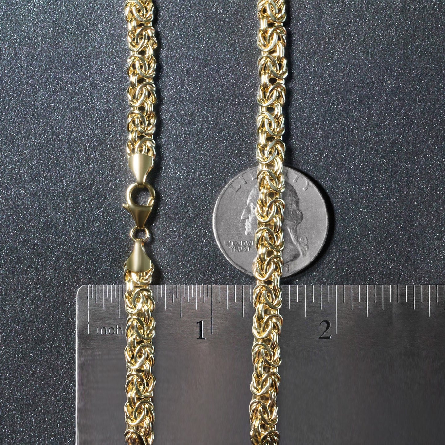 14k Yellow Gold Fancy Byzantine Chain Necklace 