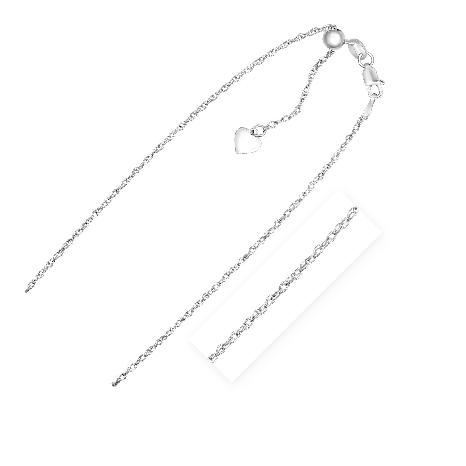 Sterling Silver 1.5mm Adjustable Rope Chain (1.50 mm) 