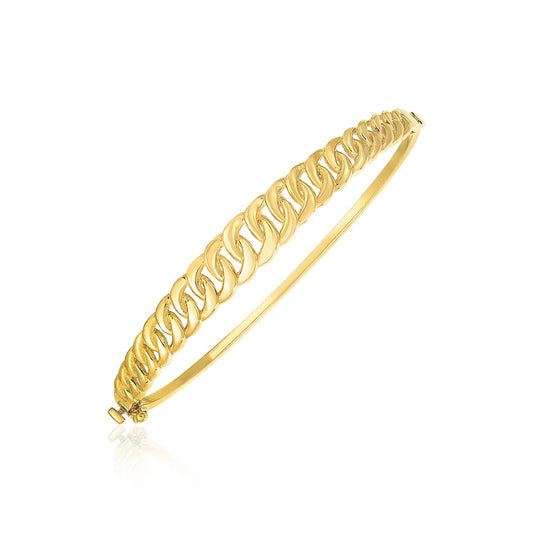 14k Yellow Gold High Polish Curb Chain Link Bangle (8.40 mm) 