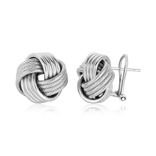 Sterling Silver Groove Textured Love Knot Earrings(14mm) 