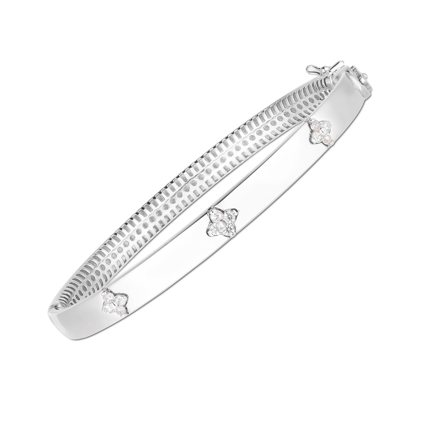 14k White Gold Trilogy Diamond Bangle (5.40 mm) 