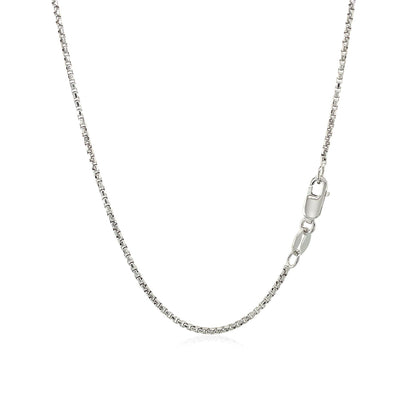 Sterling Silver Rhodium Plated Round Box Chain (1.30 mm) 