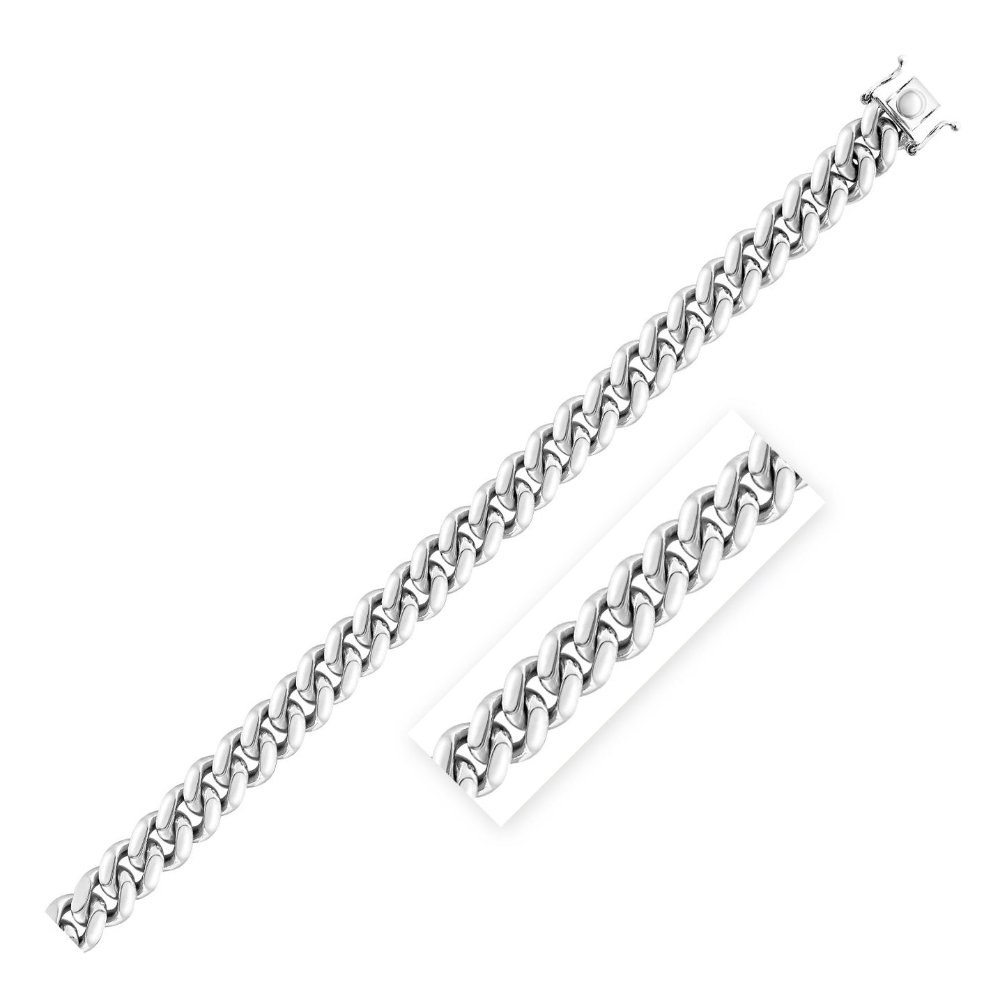 Sterling Silver Rhodium Plated Miami Cuban Chain (9.80 mm) 