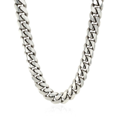 Sterling Silver Rhodium Plated Miami Cuban Chain (9.80 mm) 