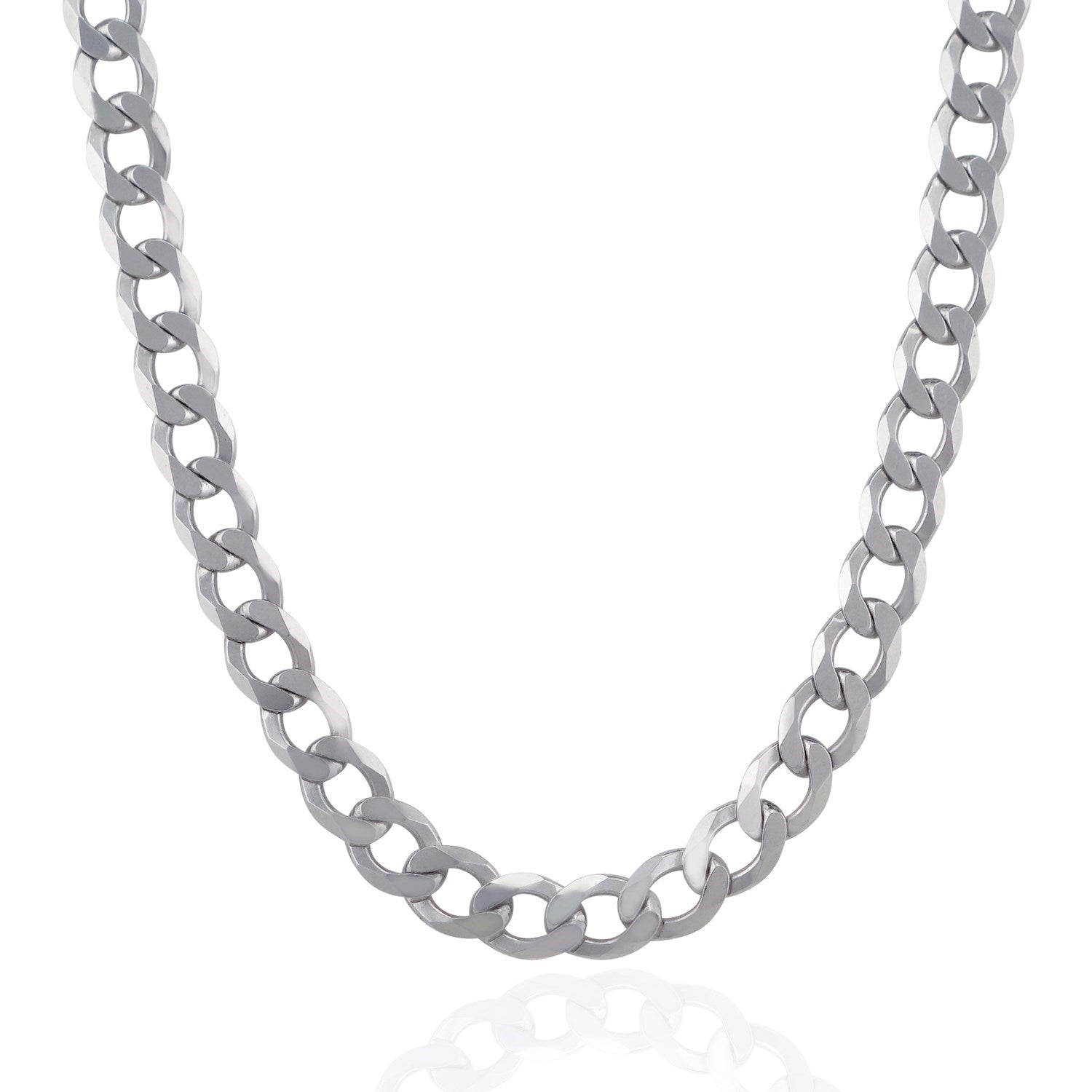 Rhodium Plated Sterling Silver Curb Style Chain (13.60 mm) 