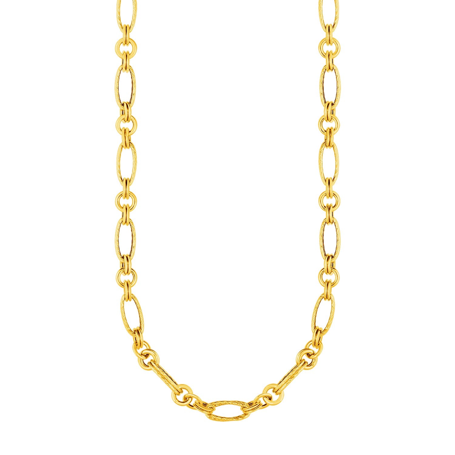 14k Yellow Gold Twisted and Polished Link Necklace 