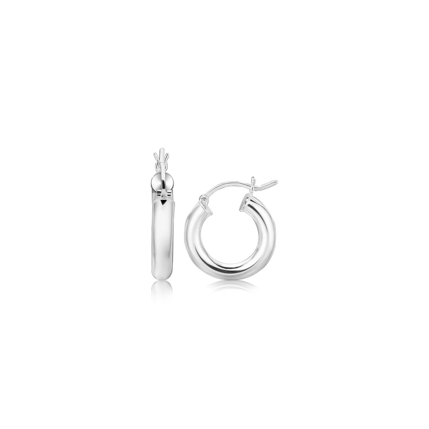 Sterling Silver Thick Polished Hoop Earrings with Rhodium Plating (2x20mm) 