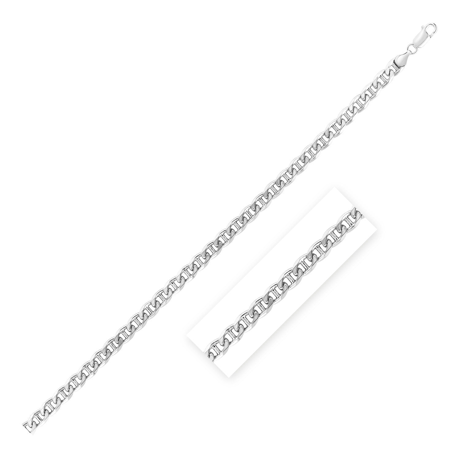 Sterling Silver Rhodium Plated Mariner Chain (6.00 mm) 