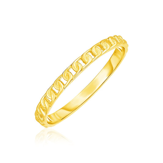 14k Yellow Gold Ring with Bead Texture 