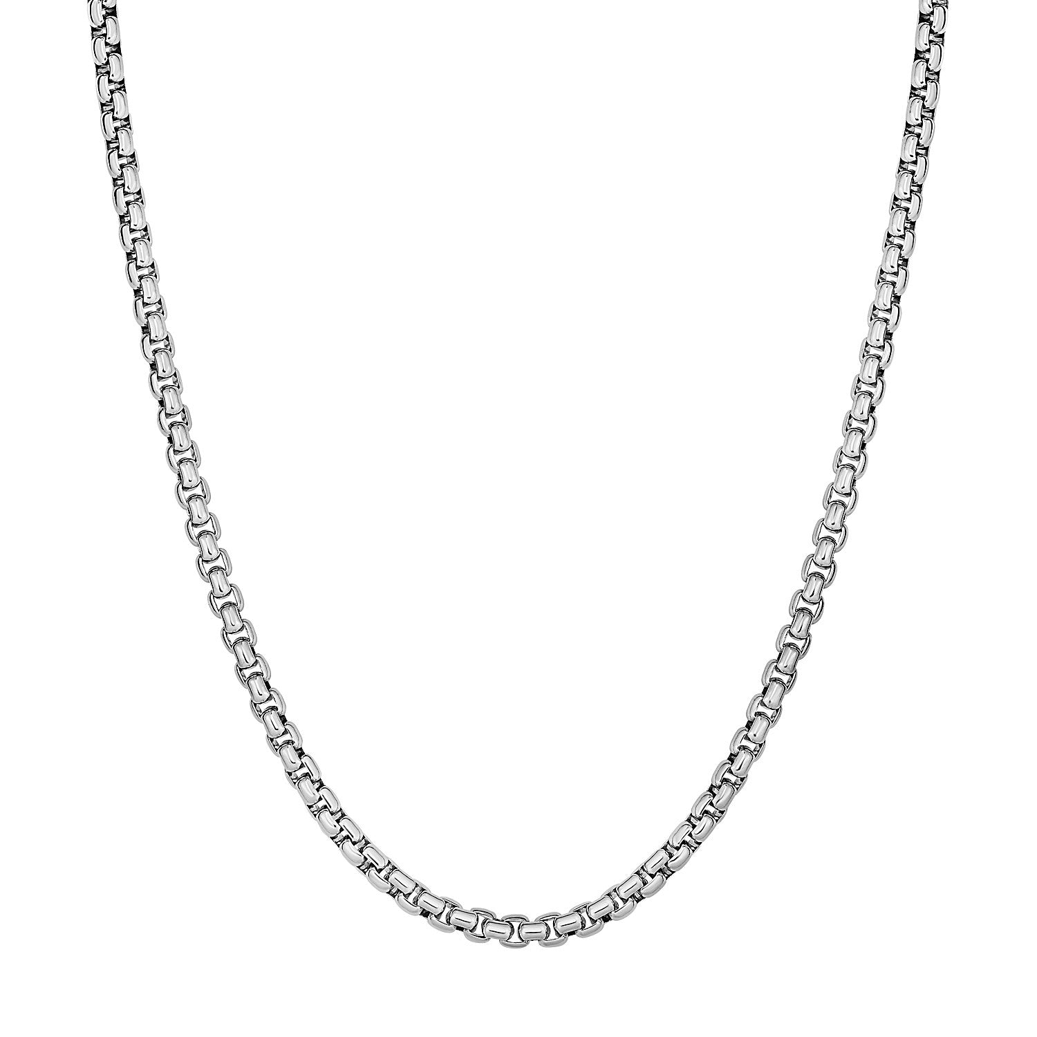 Sterling Silver Rhodium Plated Round Box Chain (3.80 mm) 