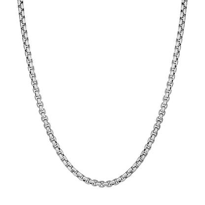 Sterling Silver Rhodium Plated Round Box Chain (3.80 mm) 