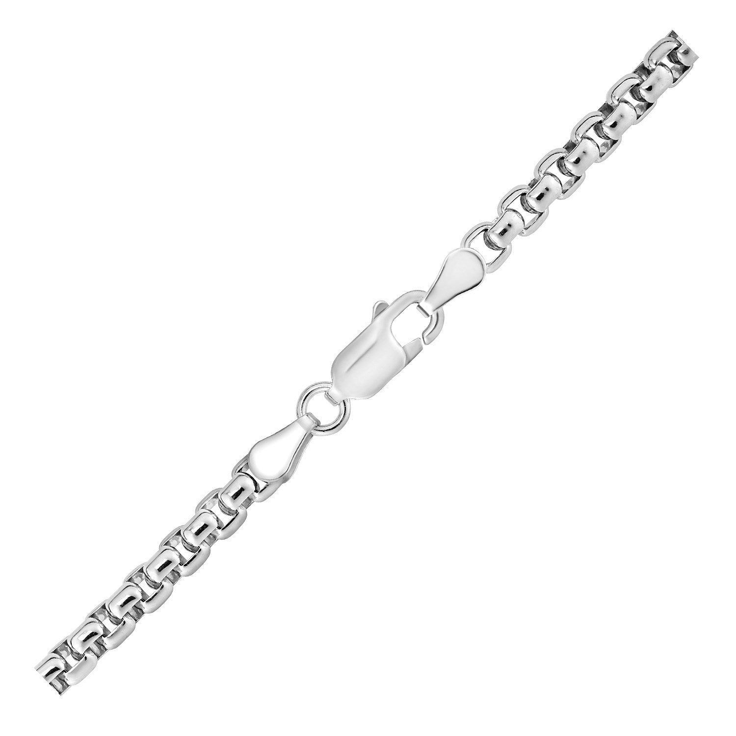 Sterling Silver Rhodium Plated Round Box Chain (3.80 mm) 