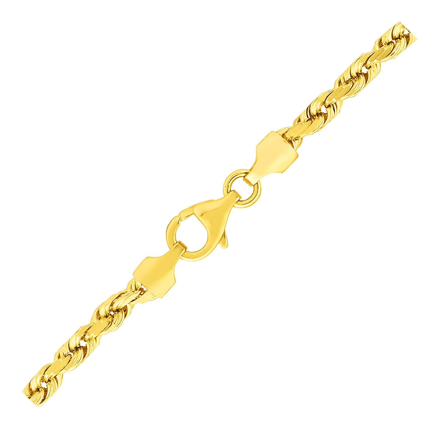 10k Yellow Gold Solid Diamond Cut Rope Bracelet (3.50 mm) 