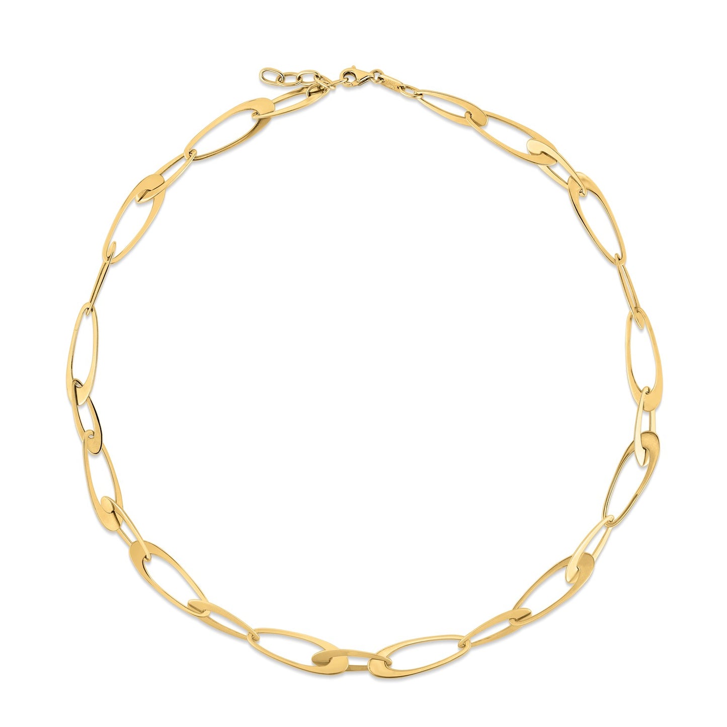 14K Yellow Gold Italian Oval Links Necklace 