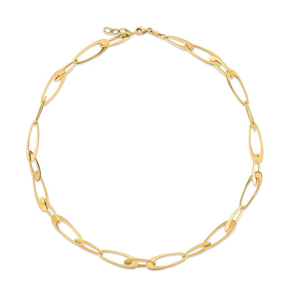 14K Yellow Gold Italian Oval Links Necklace 