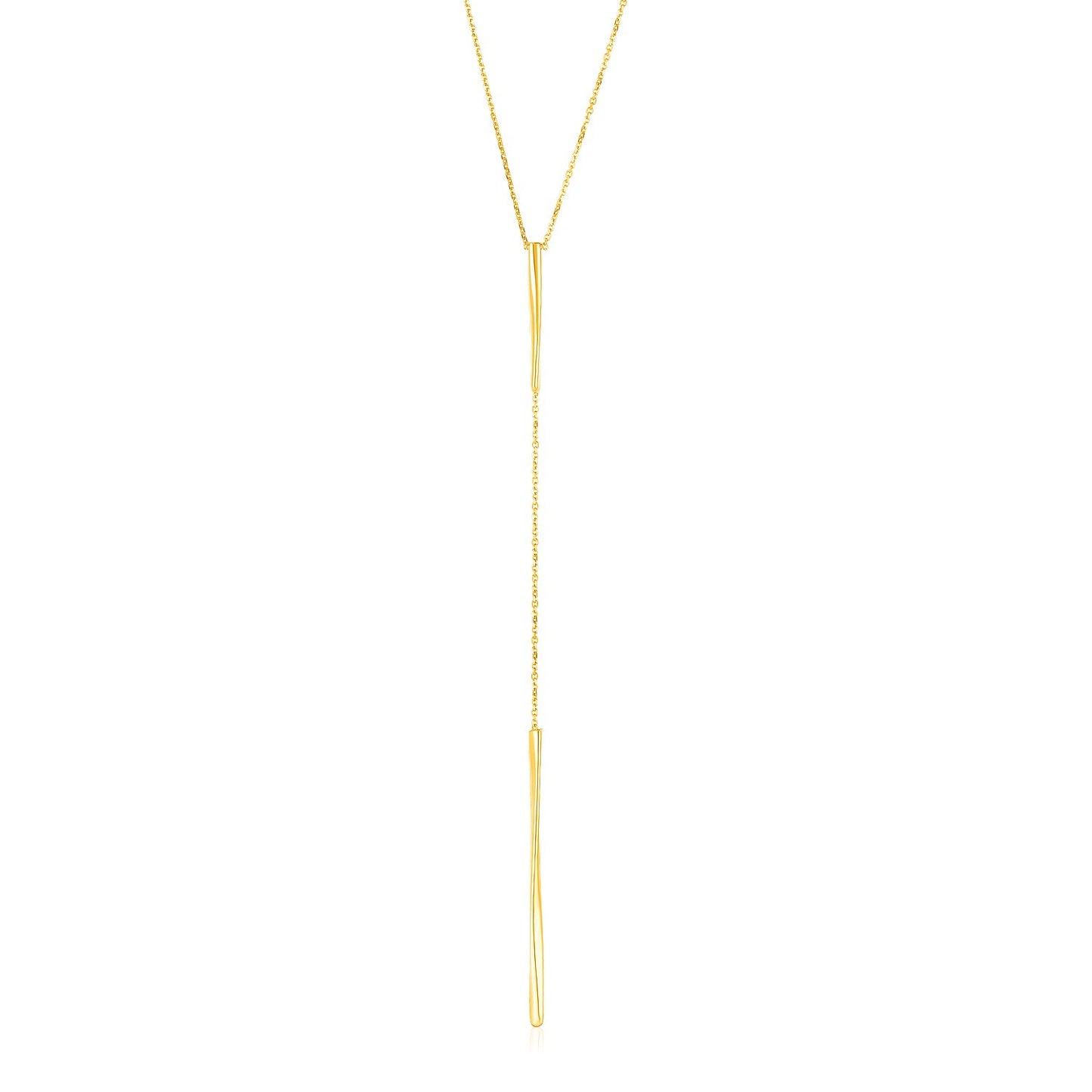 14k Yellow Gold Lariat Necklace with Polished Twisted Bars 