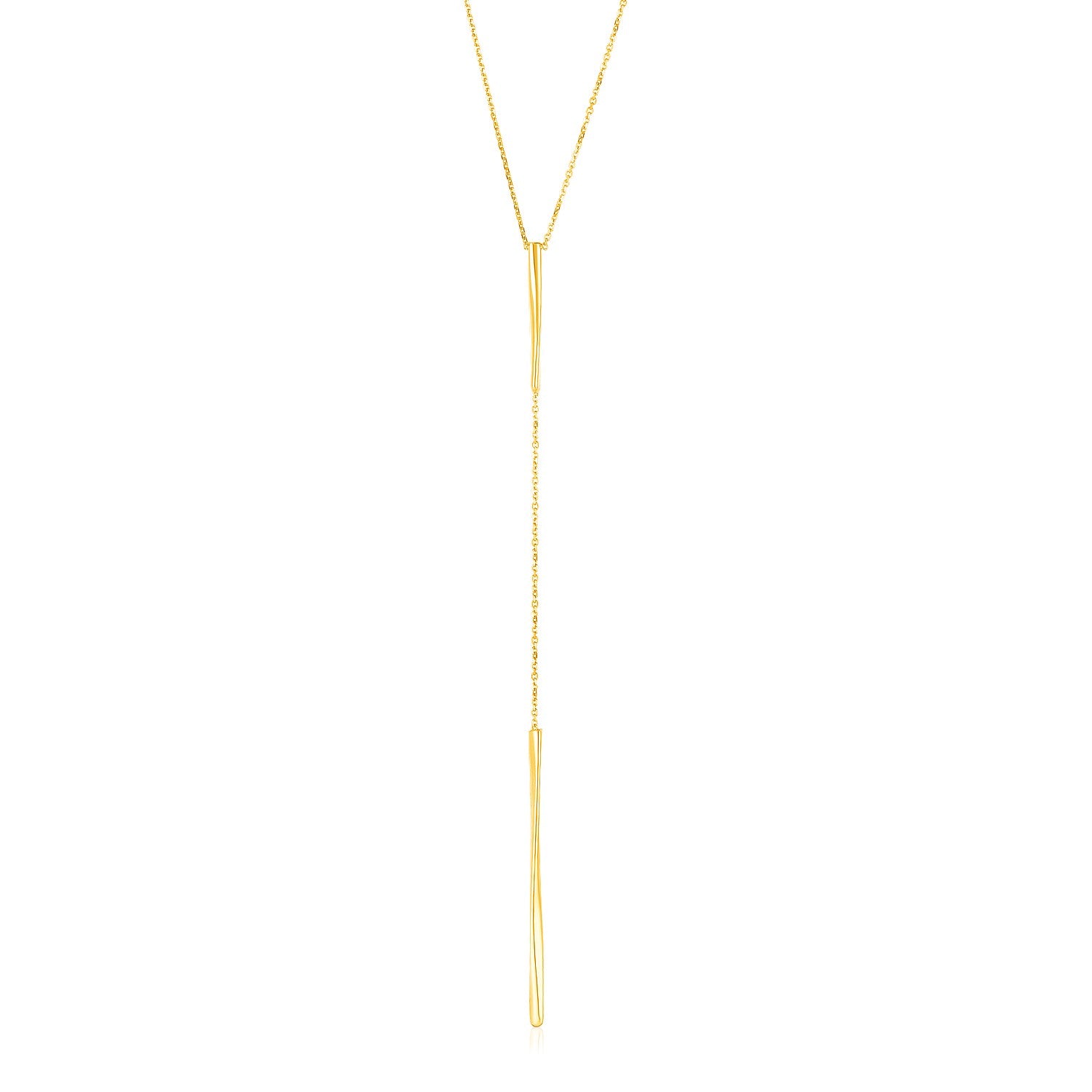 14k Yellow Gold Lariat Necklace with Polished Twisted Bars 