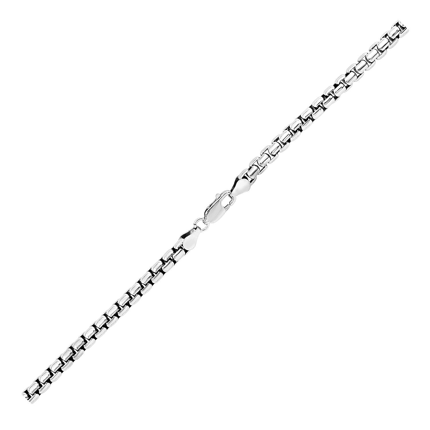 Sterling Silver Rhodium Plated Round Box Bracelet (5.2 mm) 