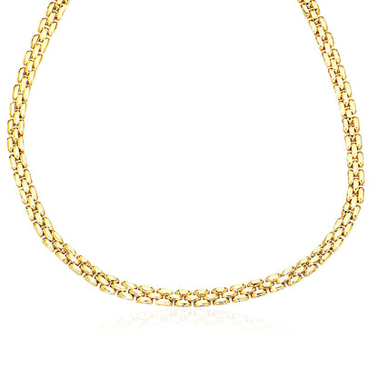 14k Yellow Gold Panther Chain Link Shiny Necklace 