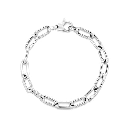 Sterling Silver Wide Paperclip Chain Bracelet 