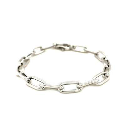 Sterling Silver Wide Paperclip Chain Bracelet 