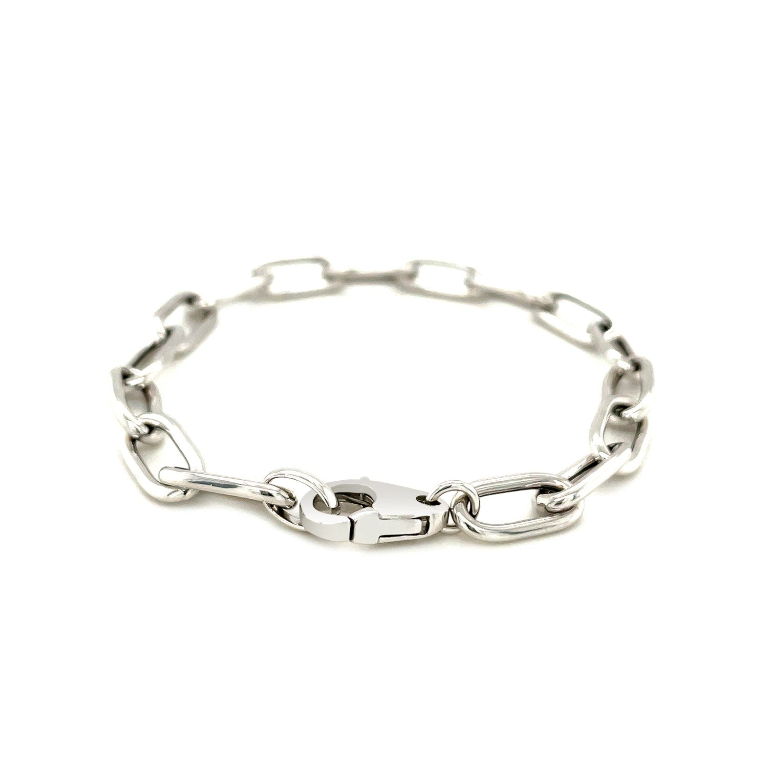 Sterling Silver Wide Paperclip Chain Bracelet 