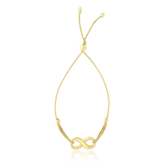 14k Yellow Gold Infinity Motif Adjustable Lariat Bracelet (1.00 mm) 