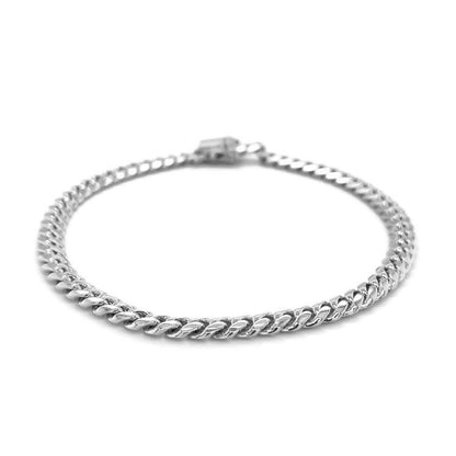 14k White Gold Classic Miami Cuban Solid Bracelet (5.00 mm) 