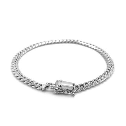 14k White Gold Classic Miami Cuban Solid Bracelet (5.00 mm) 