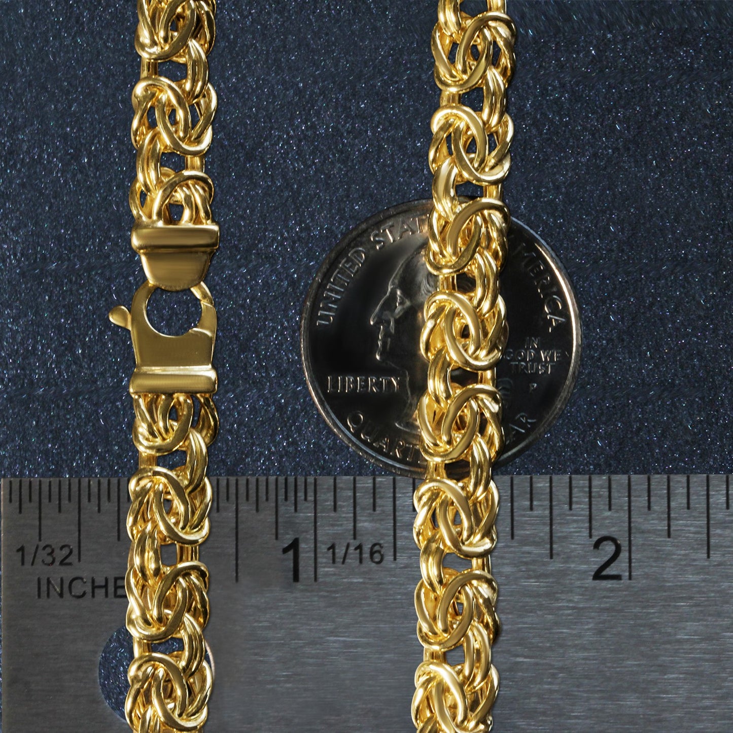 10k Yellow Gold Byzantine Design Chain Bracelet (7.00 mm) 