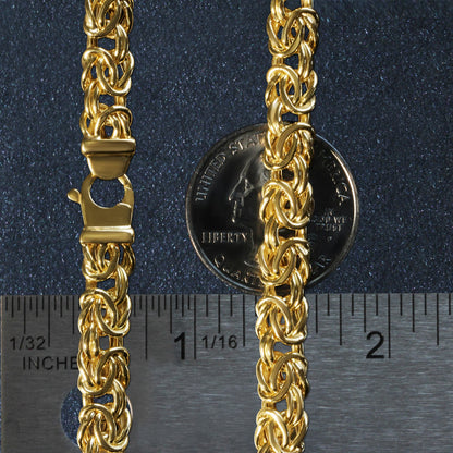 10k Yellow Gold Byzantine Design Chain Bracelet (7.00 mm) 