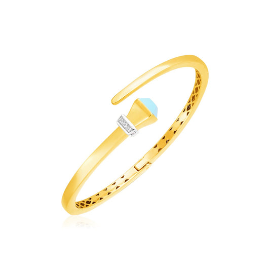 14k Yellow Gold Crossover Style Hinged Bangle Bracelet (3.40 mm) 