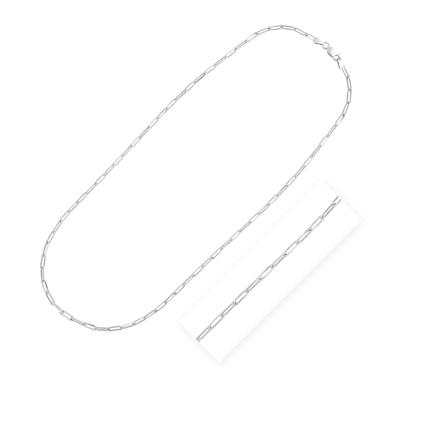 Sterling Silver Rhodium Plated Paperclip Chain (3.00 mm) 