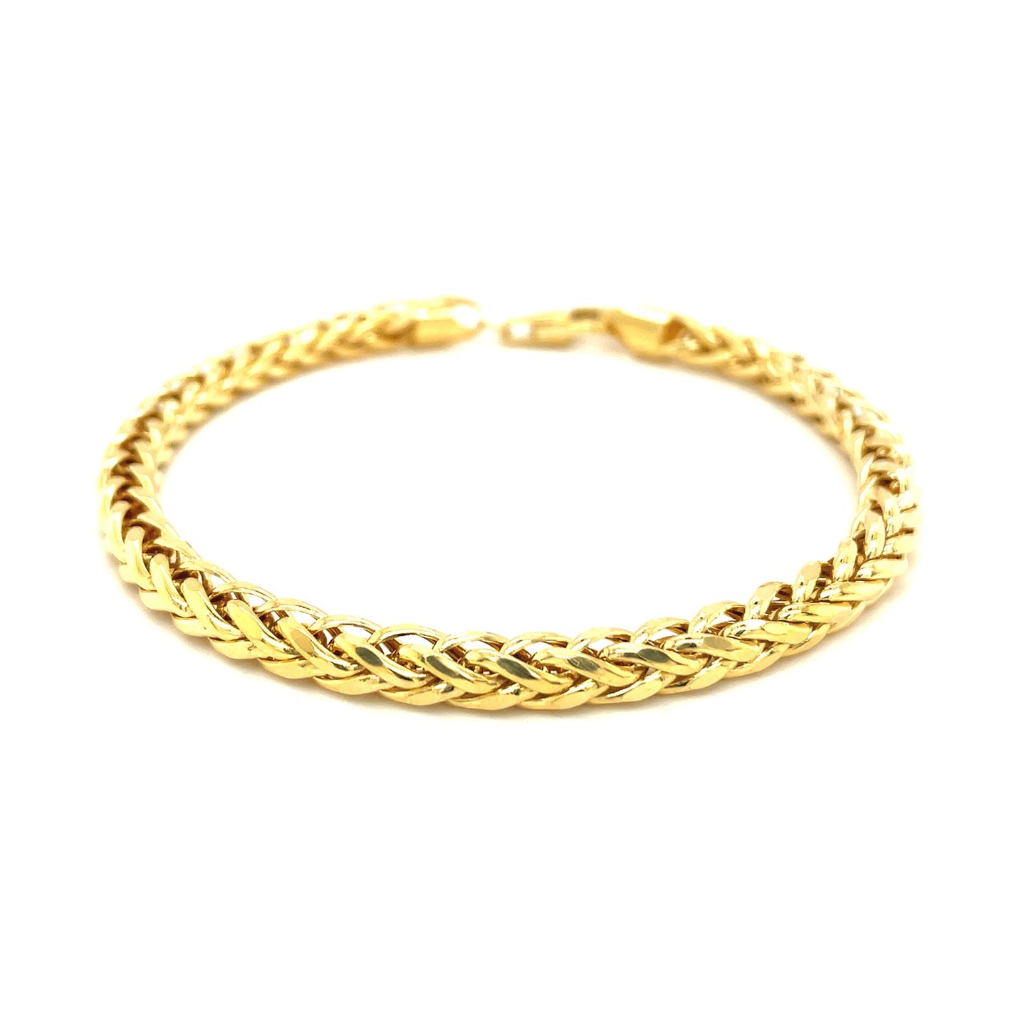 14k Yellow Gold Diamond Cut Round Franco Bracelet (5.30 mm) 