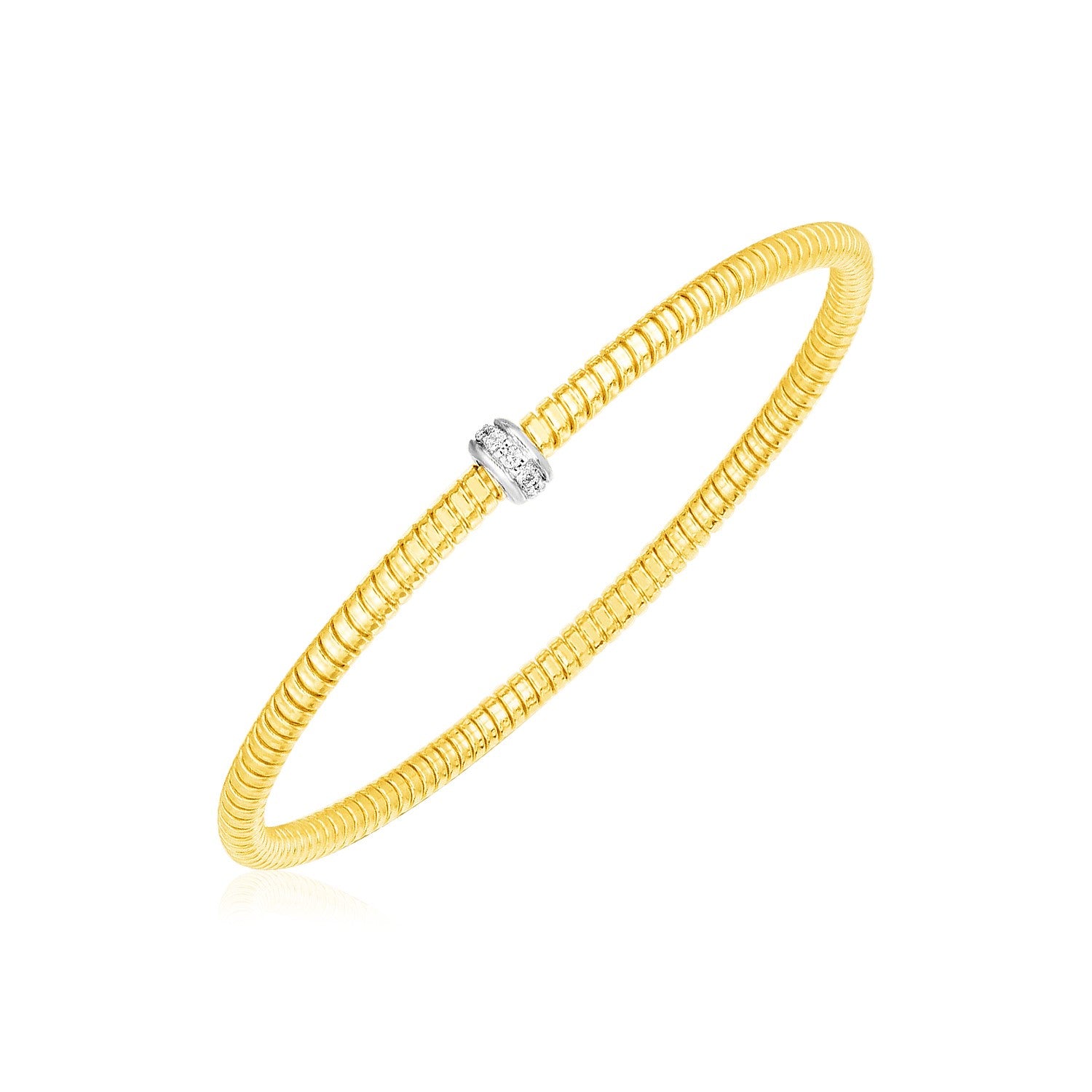 14k Yellow Gold Stretch Bangle with Diamonds (3.00 mm) 