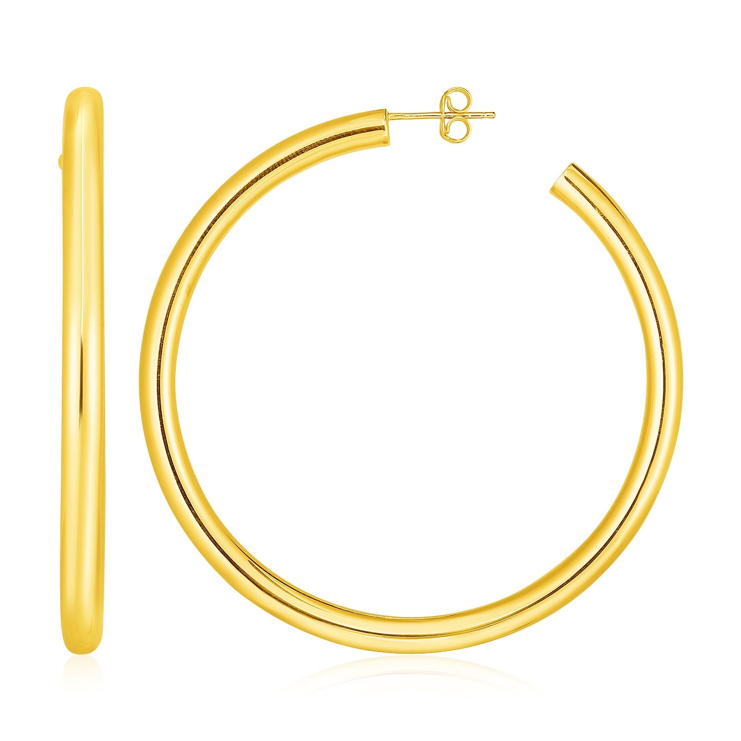 14k Yellow Gold Polished Hoop Earrings(4x50mm) 